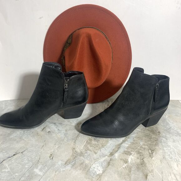 Frye Black Leather Stacked Heel Zippered Ankle Boots Women’s Size 9 M - Picture 15 of 16